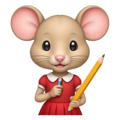 Une souris avec jupe rouge à l'école sticker