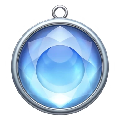 extra close-up round cut blue moonstone holo gem with silver metal frame charm, no extra accents sticker