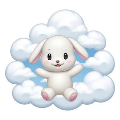 Cinnamon roll from sanrio dancing in the clouds that looks just like him from the cartoon sticker