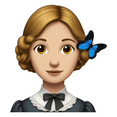 Charlotte Bronte with a butterfly sticker