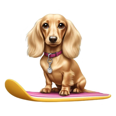 Long haired miniature dachshund cream on Kneeboard  sticker