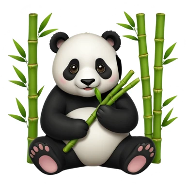 panda eating bamboo in a forest sticker