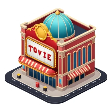 movie theater exterior isometric sticker