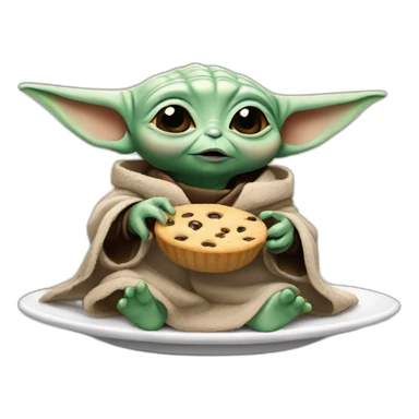 Baby yoda eating cookie sticker
