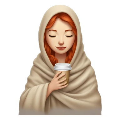 red headed girl in blanket with coffee eyes closed sticker