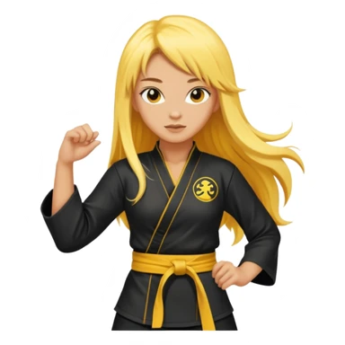sexy girl with long yellow hair, kung fu sticker