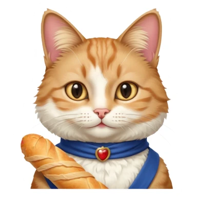 French cat with baguette  sticker