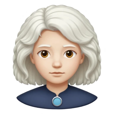 Make a whit circle with a white trapezoid under it and white puffy hair on top the circle  sticker