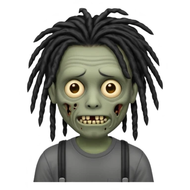 memoji iphone zombie with black dreads black tee and braces sticker