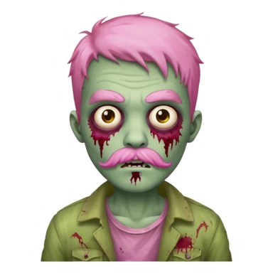 young zombie with pink mustache sticker