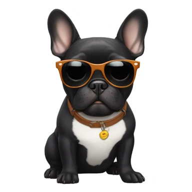 Black French bulldog wearing sunglasses sticker