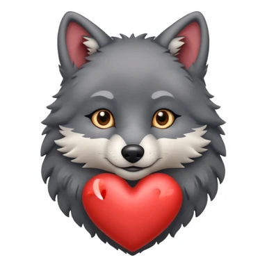 cute dark grey wolf inside heart sticker