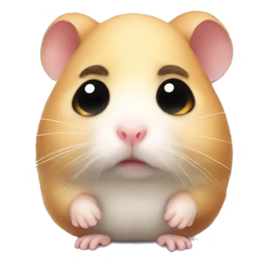 Sad hamster with eyelashes and a bow sticker