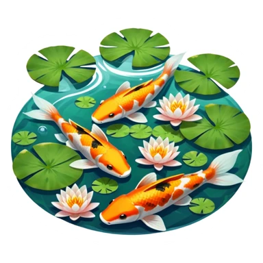 Pond of water, water Lillie’s and koi fish sticker