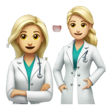 Chemist in lab next to blonde female doctor sticker