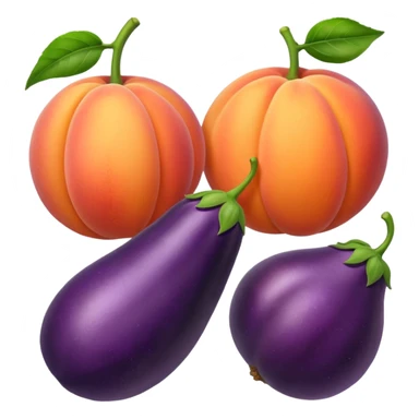 Peach with eggplant between sticker
