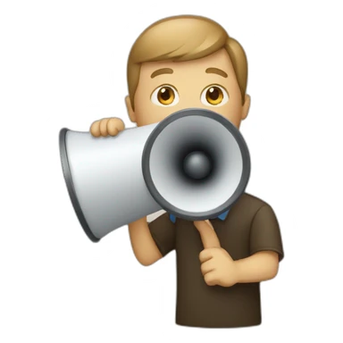 a man with loudspeaker sticker