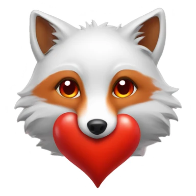 deep lush red fox face with tiny red heart instead of eyes sticker