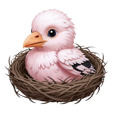 albino baby crow in nest sticker