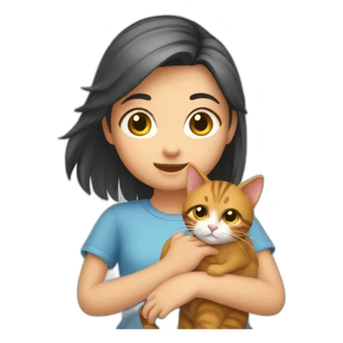 girl petting a cat sticker
