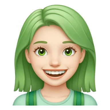 girl with green braces on her teeth smiling sticker