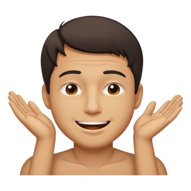 A male with closed relaxed eyes but the mouth it looks like it trying to hold in laughter sticker