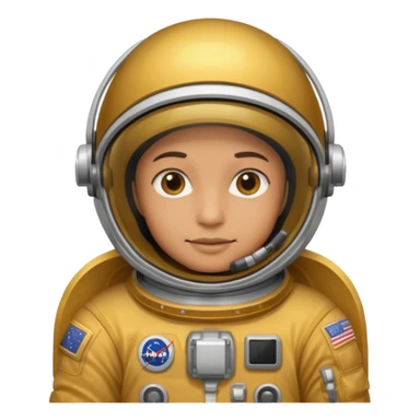 an astronaut without helmet and having golden suit sticker