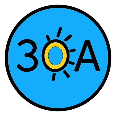 color outline icon of the 30A logo, vibrant and friendly, suitable for digital use sticker