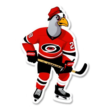 Pigeon playing hockey for the Carolina hurricanes sticker