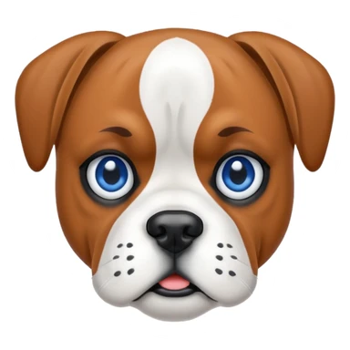 Pure White boxer dog with blue left eye sticker