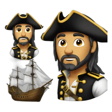 Pirate captain on a ship sticker