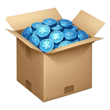blue coins credit in a package sticker