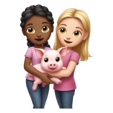 2 Girls with cute Piglet sticker