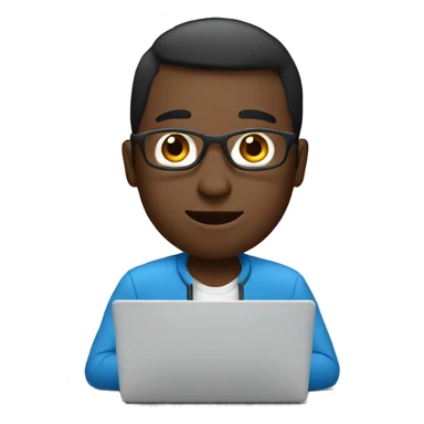 programmer blue eyes with laptop sticker