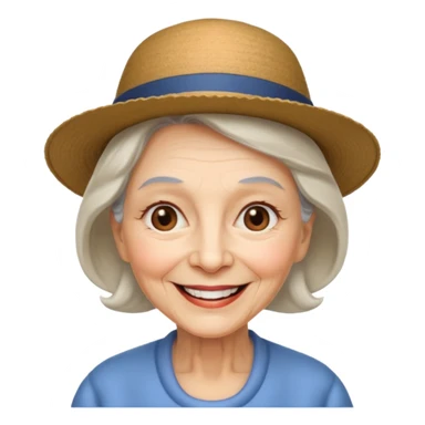 elderly woman with hat sticker