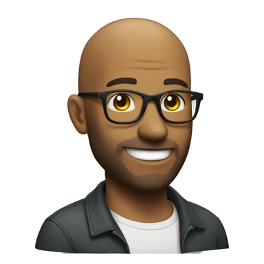 Bald man with glasses and a short beard, smiling sticker