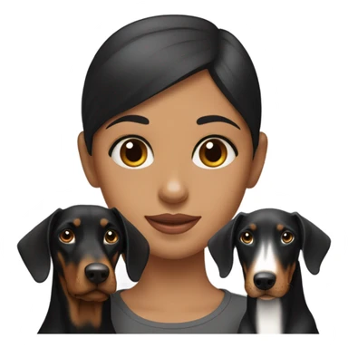 Doberman with a girl black hair sticker