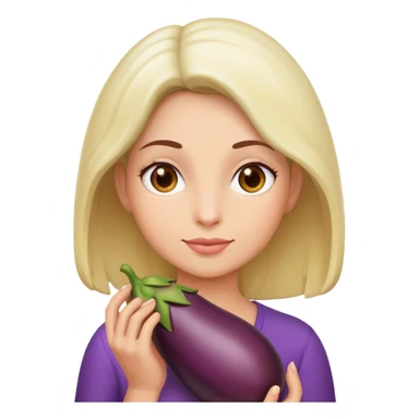 a female holding a eggplant  sticker