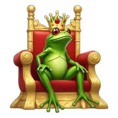 King frog sitting on a throne made of solid gold sticker