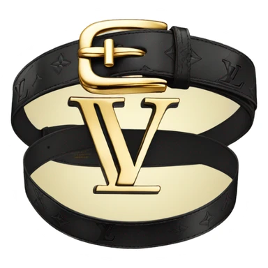 Luxury Black Louis hVuitton belt with Gold buckle sticker