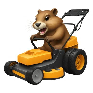 Beaver pushing a manual lawnmower  sticker