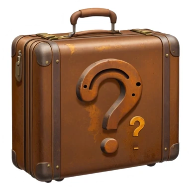 suitcase with a question mark sticker