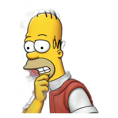 A caricature, Homer Simpson, hand-drawn with bubble on top his head with text "what the hell" make colorful sticker