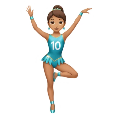 Dancer in a leotard costume holding number 1 sticker