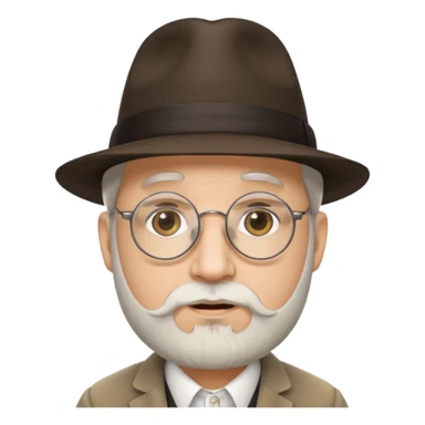 rabbi with white goatee, fedora, round rimmed glasses sticker