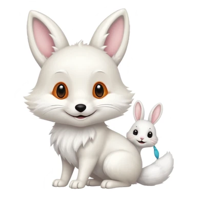 Smiling White fox  Fox with Bunny sticker