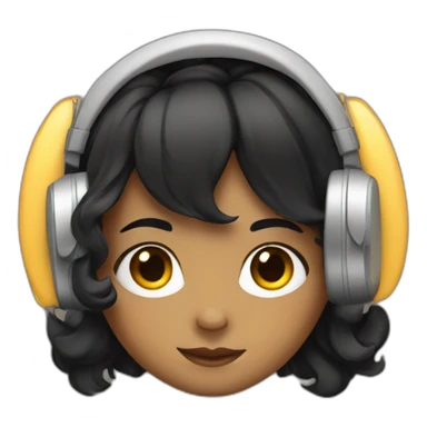 girl with black wavy hair wearing headphones sticker