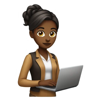 developer girl with laptop with brown skin and black straight hai sticker