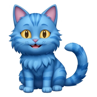 blue smiling cat with full body with note and no clothes sticker