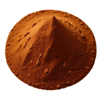 realistic garam masala, small pile or scatter, rich brown, fine to grainy texture, warm brown to cinnamon, subtle specks, natural irregular shape, clean 3D, soft lighting, transparent background, emoji scale sticker